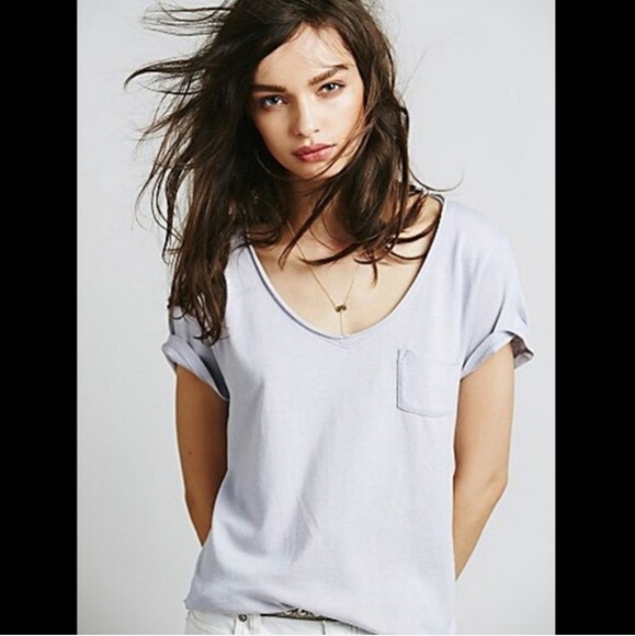 Free People We The Free Burnout Short Sleeve Pocket Tee Shirt - Picture 2 of 14